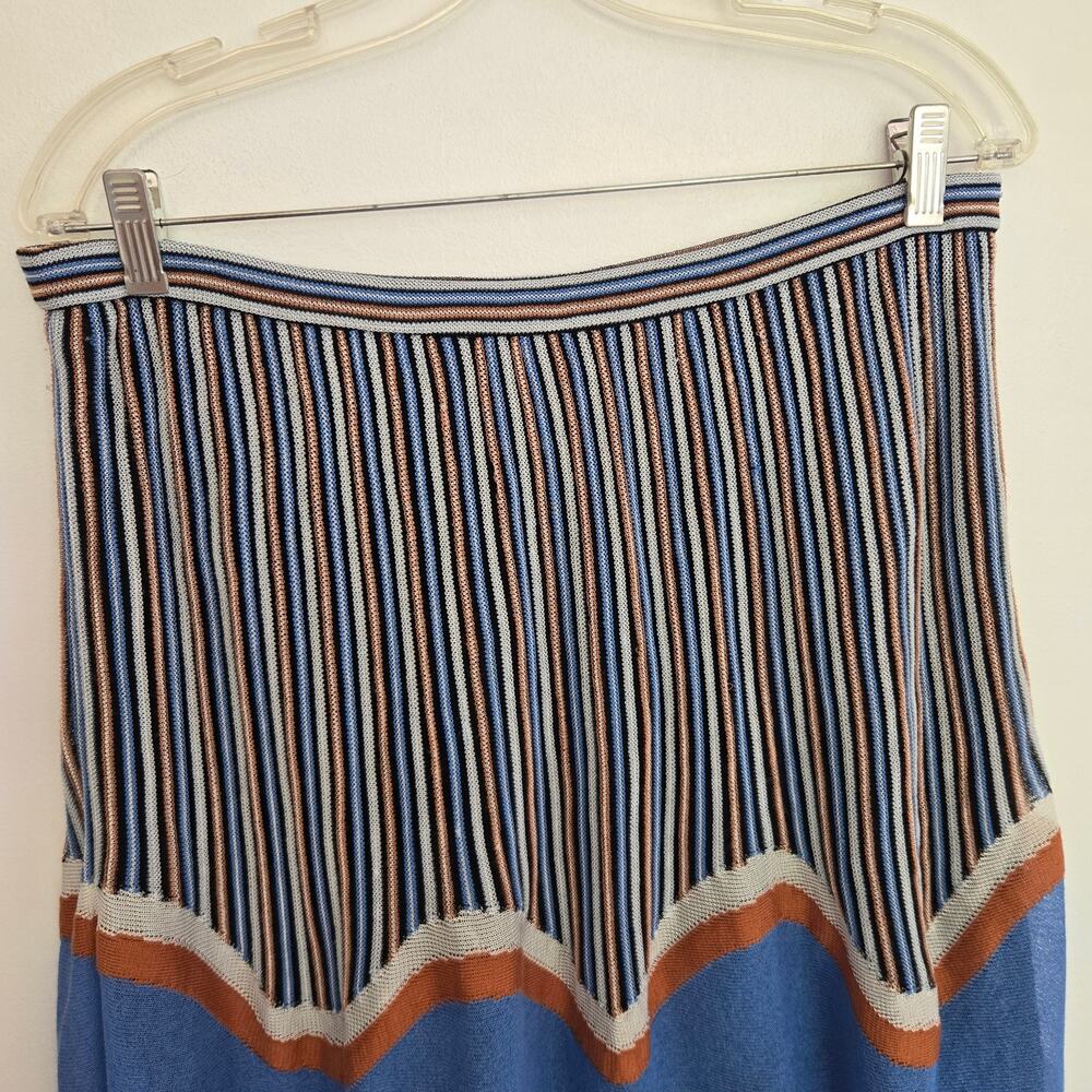M Missoni Womens Knit Skirt Striped Wave Retro A Line Lightweight Euro Blue 10 - Picture 3 of 10